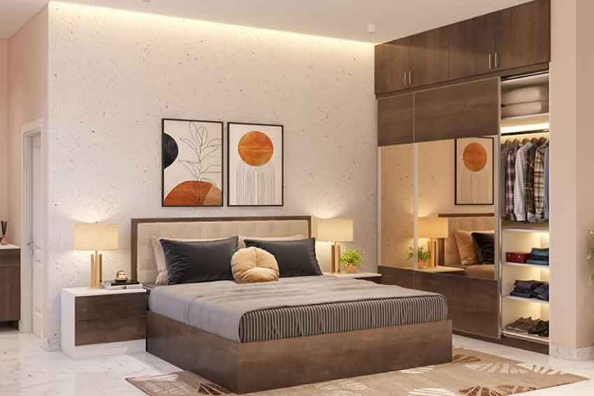 Interior design showcase with modern furniture and decor in a living room
