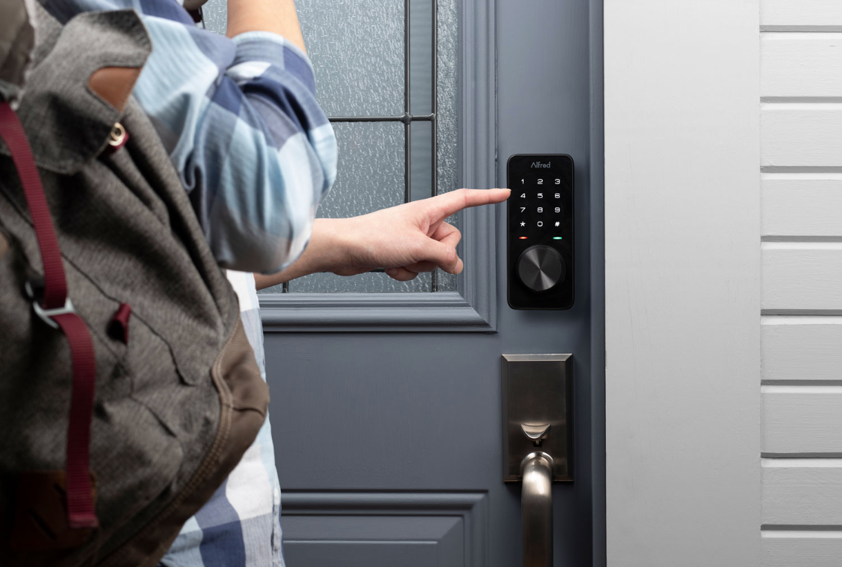 Smart doorbell and security lock installation on a home entrance